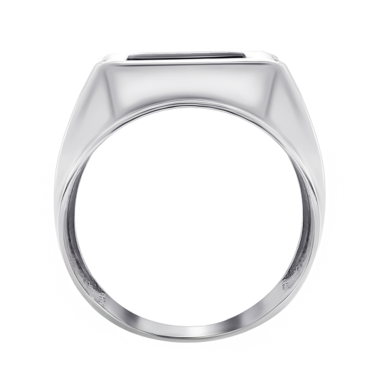 Кольцо-печатка из серебра с ониксом