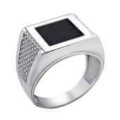 Кольцо-печатка из серебра с ониксом