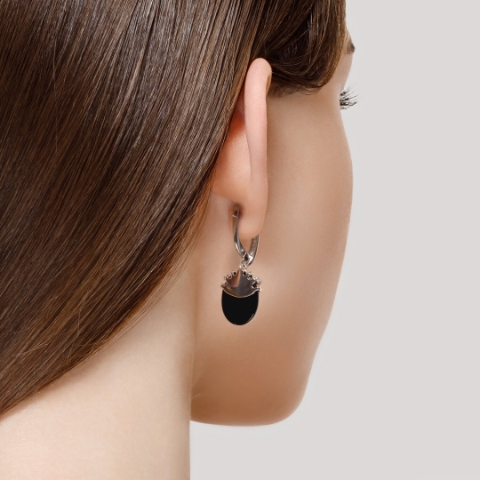 Серьги из серебра с агатами и фианитами