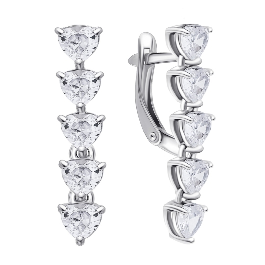Серьги из серебра с фианитами