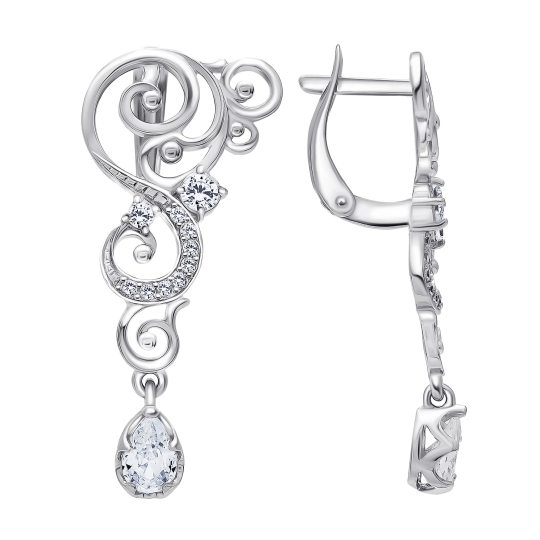 Серьги из серебра с фианитами