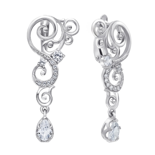 Серьги из серебра с фианитами