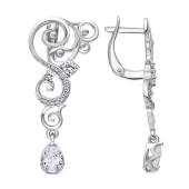 Серьги из серебра с фианитами