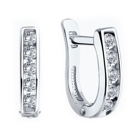 Серьги из серебра с фианитами