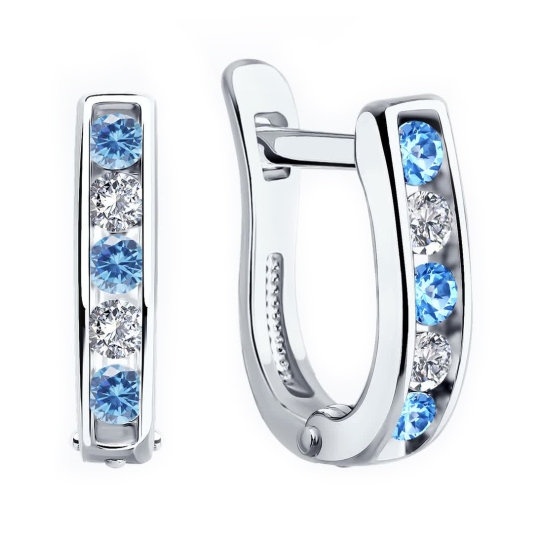 Серьги из серебра с фианитами