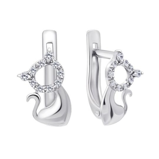 Серьги из серебра с фианитами