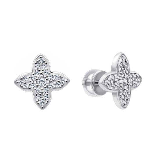 Серьги из серебра с фианитами
