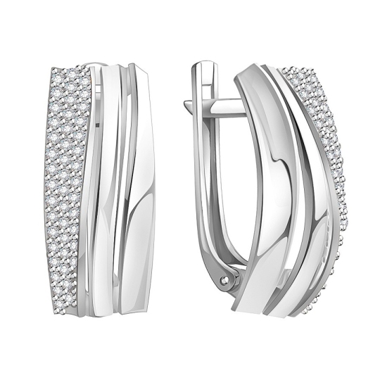 Серьги из серебра с фианитами