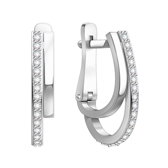 Серьги из серебра с фианитами