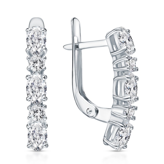 Серьги из серебра с фианитами