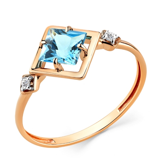 Кольцо из золота с топазом Swiss и фианитами