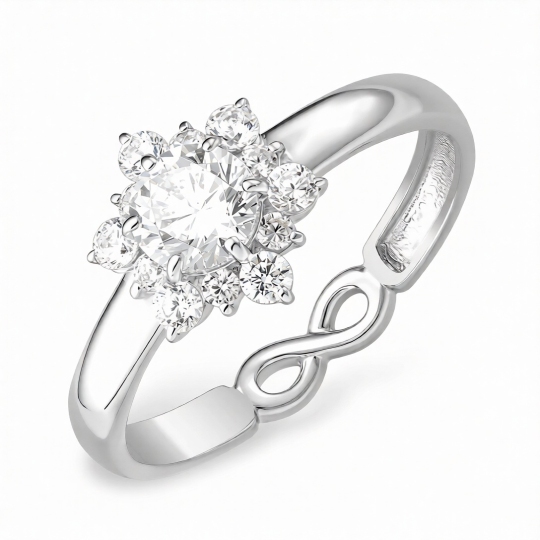 Кольцо из серебра с фианитами