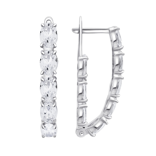 Серьги из серебра с фианитами