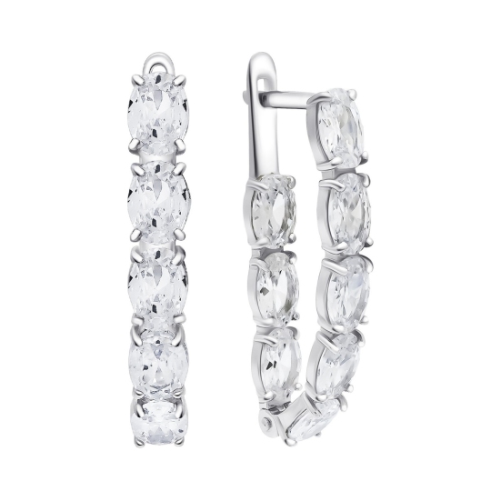 Серьги из серебра с фианитами