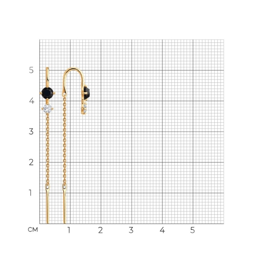 Серьги из золота с ониксами и фианитами