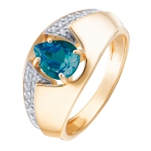 Кольцо из золота с топазом London и фианитами