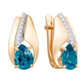 Серьги из золота с топазами London и фианитами