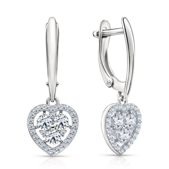 Серьги из серебра с фианитами