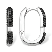 Серьги из серебра с черными фианитами