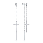 Серьги-трансформеры из серебра с фианитами