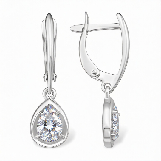 Серьги из серебра с фианитами