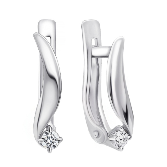 Серьги из серебра с фианитами