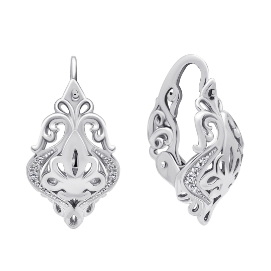 Серьги из серебра с фианитами