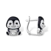 Серьги из серебра с эмалью и фианитами