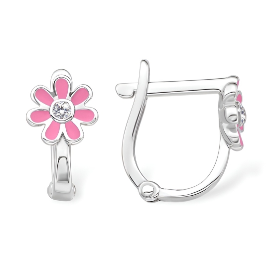 Серьги из серебра с эмалью и фианитами