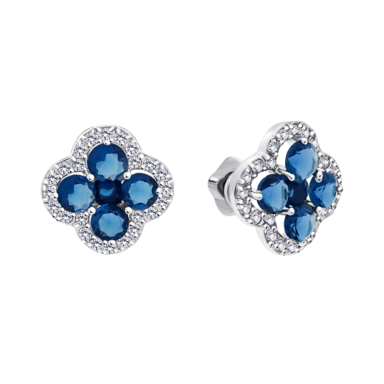 Серьги из серебра с ювелирными кристаллами и фианитами