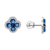 Серьги из серебра с ювелирными кристаллами и фианитами