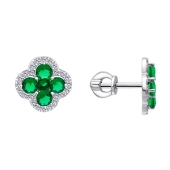 Серьги из серебра с ювелирными кристаллами и фианитами