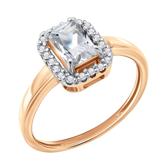 Кольцо из серебра с позолотой и фианитами