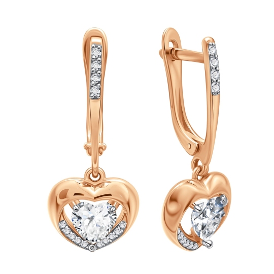 Серьги из серебра с позолотой и фианитами