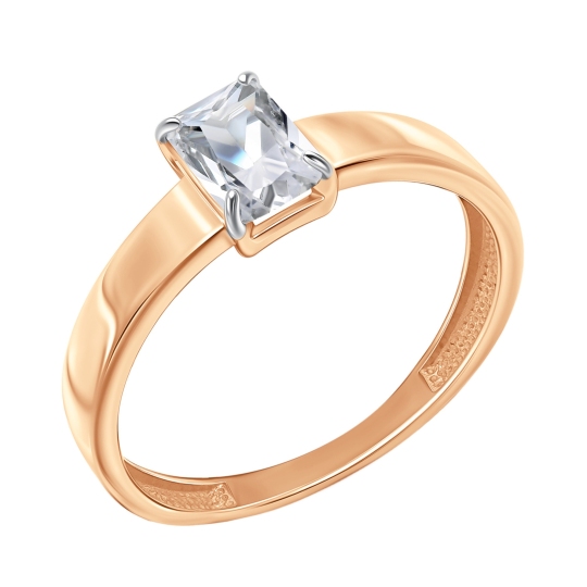 Кольцо из серебра с позолотой и фианитом