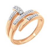 Кольцо из серебра с позолотой и фианитами