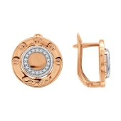 Серьги из серебра с позолотой и фианитами