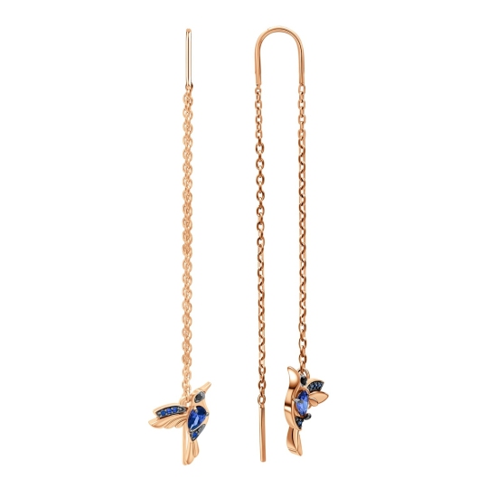 Серьги из серебра с позолотой и фианитами 