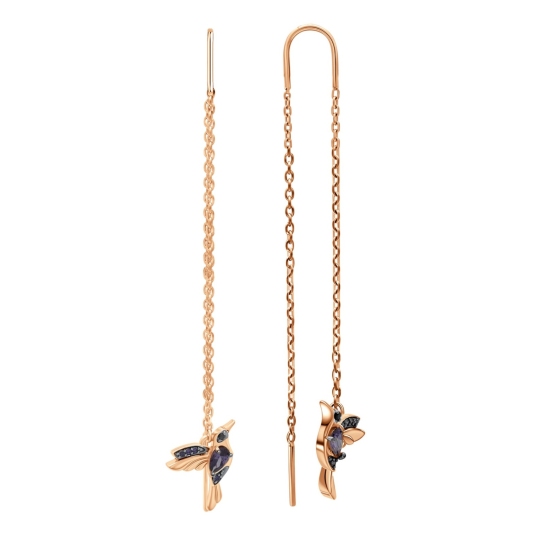 Серьги из серебра с позолотой и фианитами 