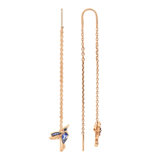 Серьги из серебра с позолотой и фианитами 