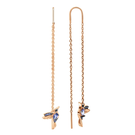 Серьги из серебра с позолотой и фианитами 