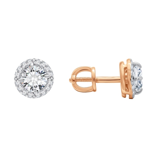 Серьги из серебра с позолотой и фианитами