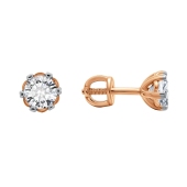 Серьги из серебра с позолотой и фианитами