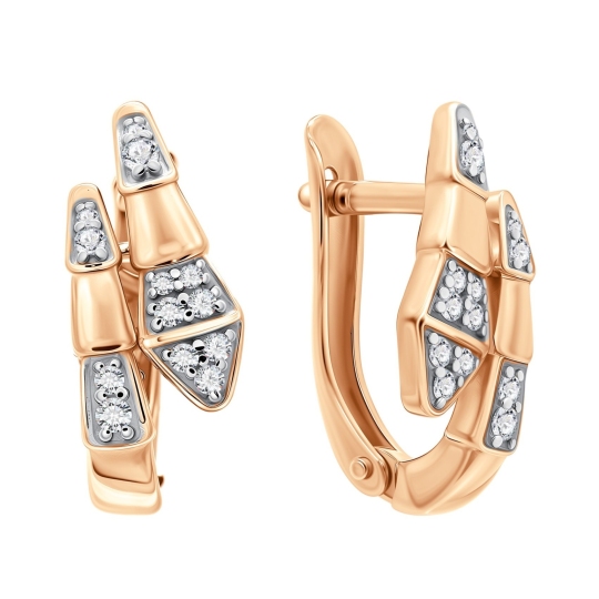 Серьги из серебра с позолотой и фианитами