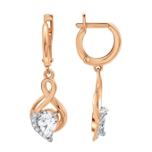 Серьги из серебра с позолотой и фианитами