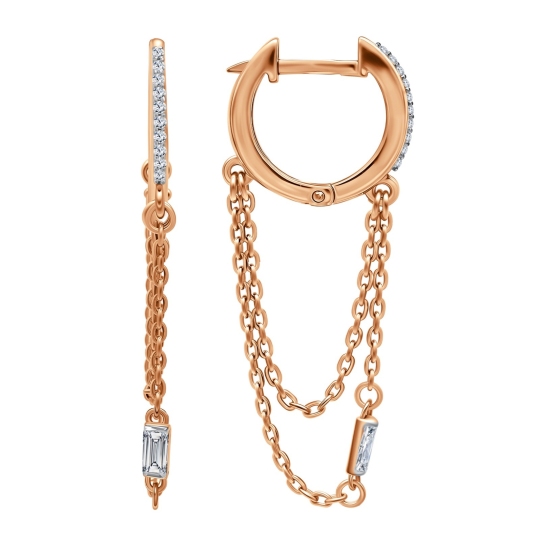 Серьги из серебра с позолотой и фианитами