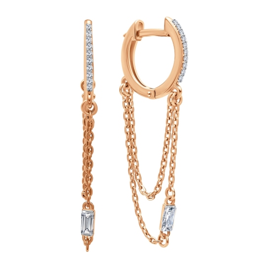 Серьги из серебра с позолотой и фианитами