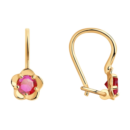 Серьги из золота с корундами