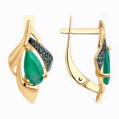 Серьги из золота с агатами и фианитами