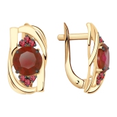 Серьги из золота с гранатами и фианитами